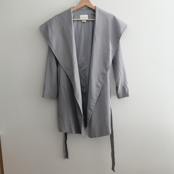 Club Monaco Hanne Wrap Trench Coat Light Gray Lyocell with Waist Belt XS - Picture 3 of 16